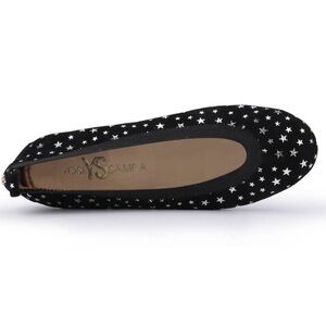 YS Yosi Samra Black Star Metallic Print Foldable Ballet Flats